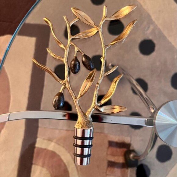 Michael Aram Other - Michael Aram NIB Olive Branch Wine Stopper Gold Nickel Black Enamel